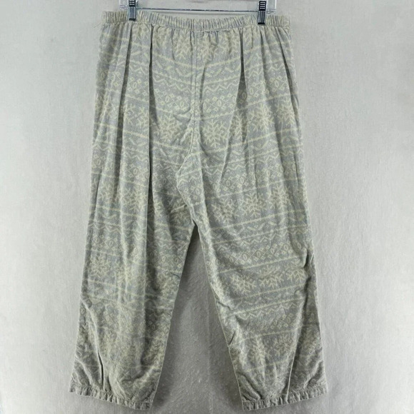 Talbots Pajama Pants Womens L Blue Ivory Snowflake Print Loungewear Pull On - Picture 2 of 10